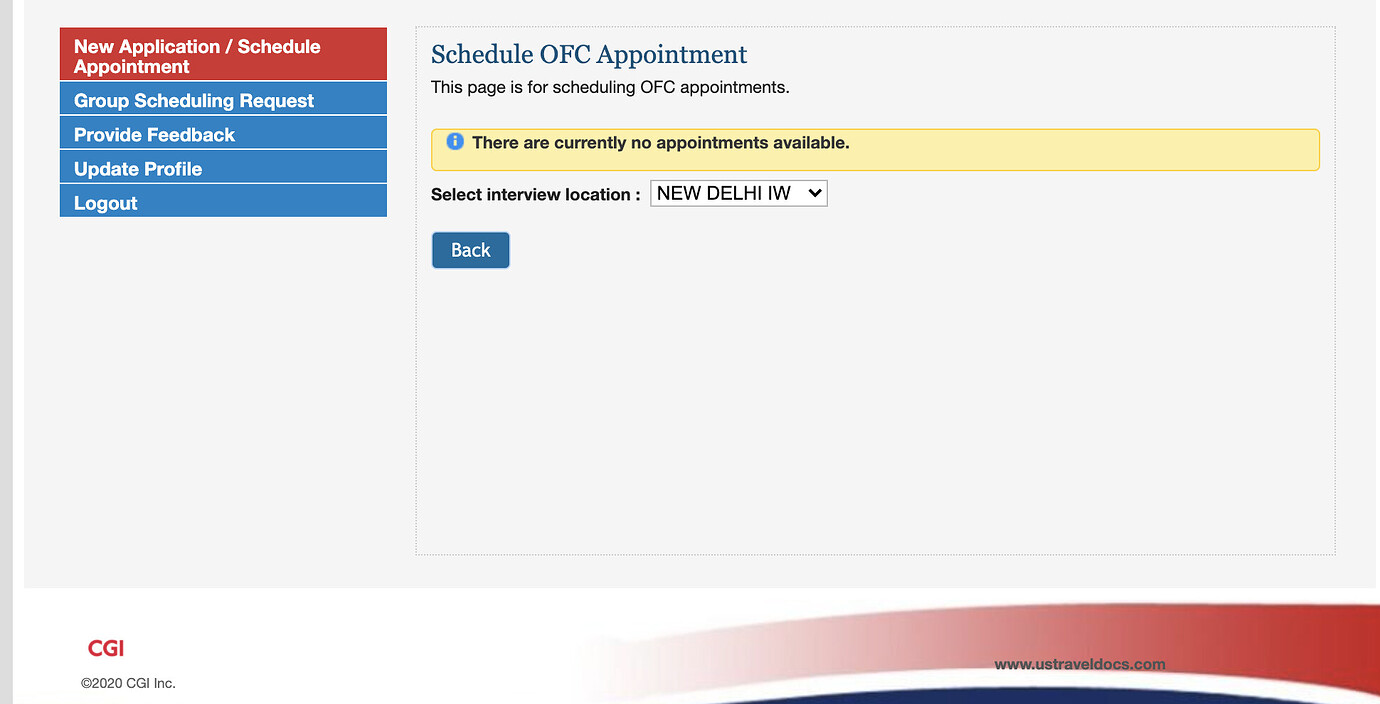 Unable to schedule dropbox appointment as it shows only OFC appointment